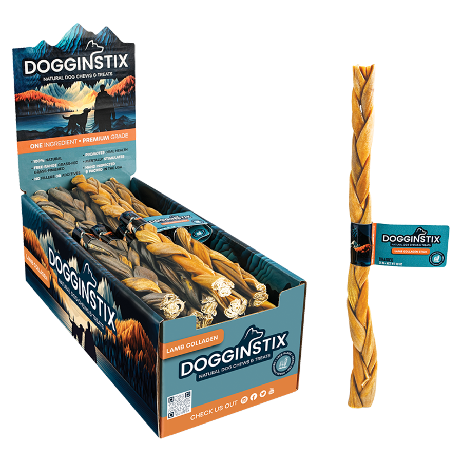Dogginstix Braided Lamb Collagen Stick 12"