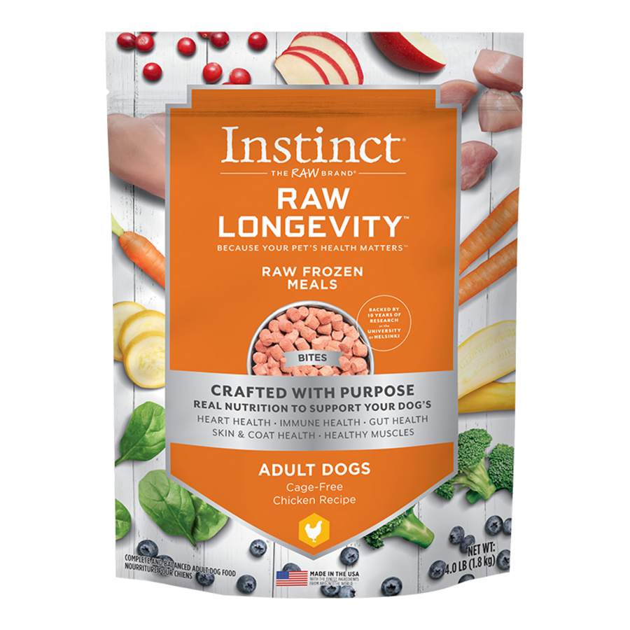 Instinct Raw Longevity FZN Adult Dog Bites 4lb- Chicken