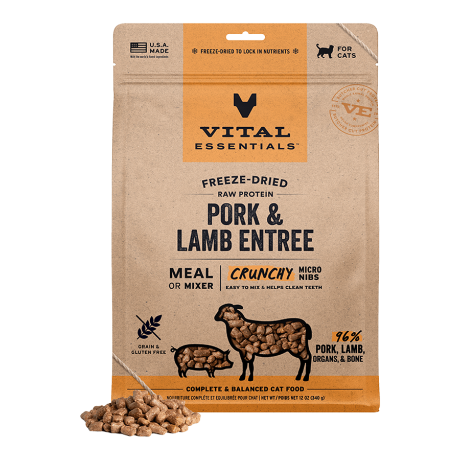 Vital Essentials FD Raw Cat Pork & LamB eNTREE (12oz)
