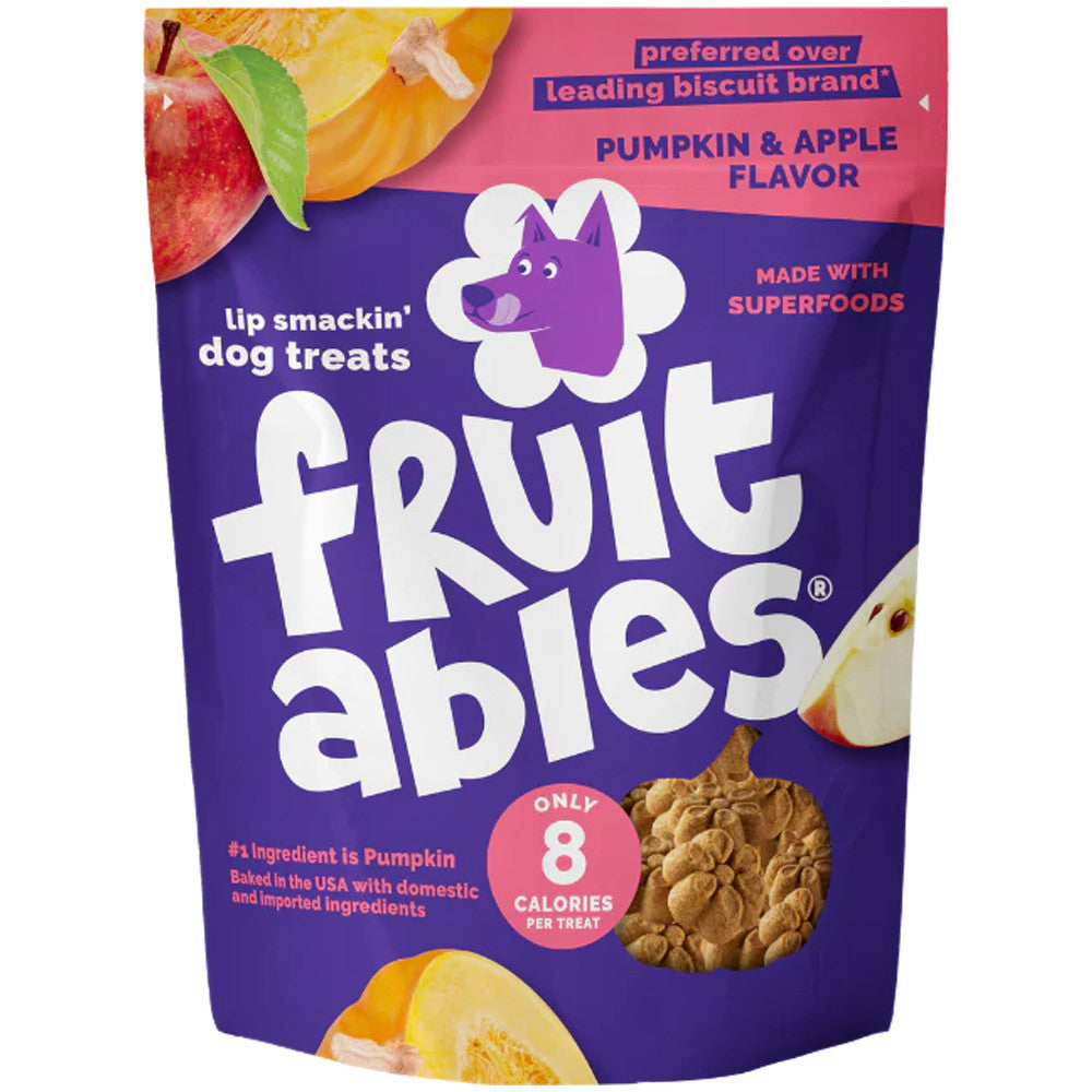 Fruitables Baked Pumpkin & Apple Flavor Treats for Dogs 7oz Pouch