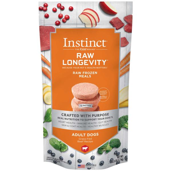 Instinct Raw Longevity FZN Adult Dog Patties (6lb) - Beef