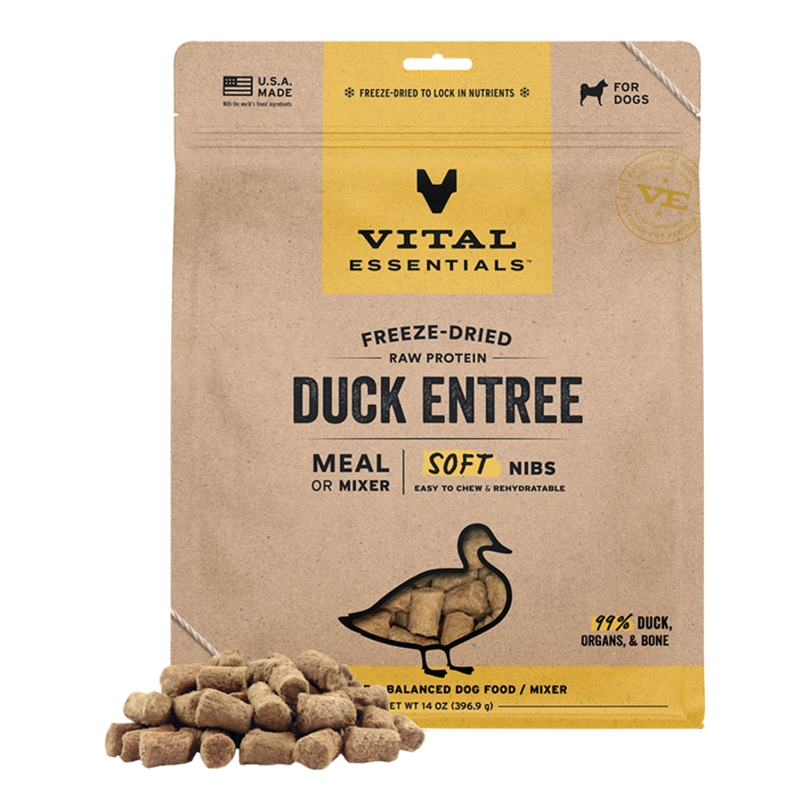 Vital Essentials FD Raw Dog Food Soft Nibs Duck 14oz