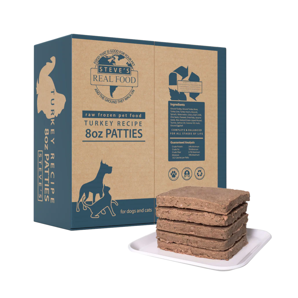 Steve's Real Food Dog Raw Turkey Patties (14lb Box)