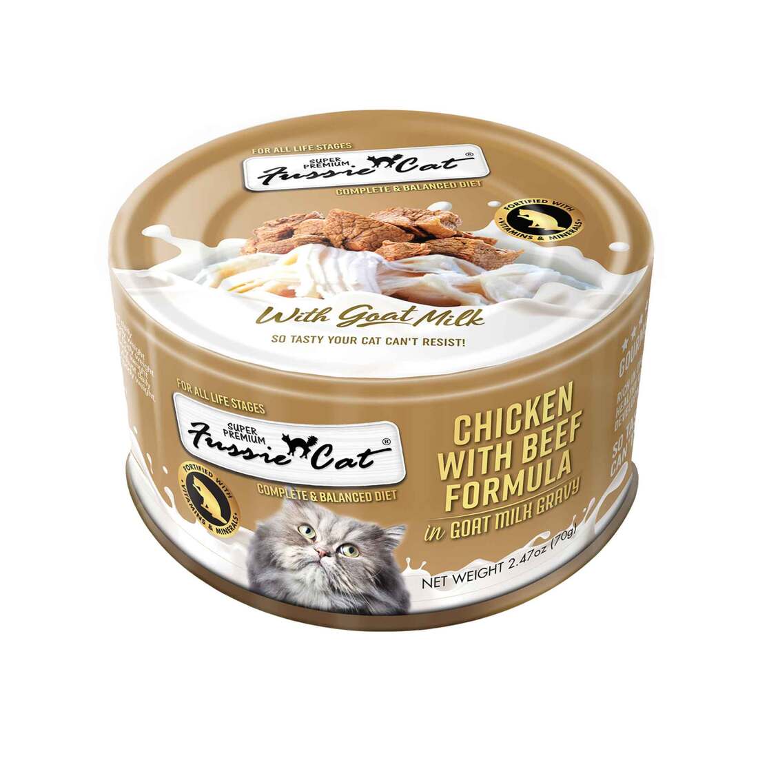 Fussie Cat with Goat Milk 2.47oz - Chicken w/Beef