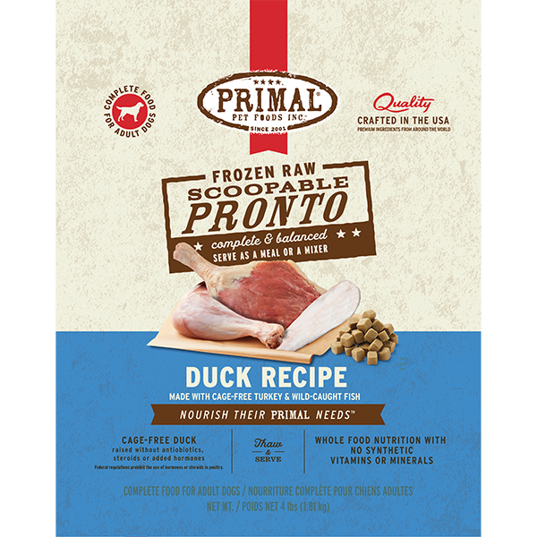 Primal Canine FZN Duck Pronto Formula 4lb Bag