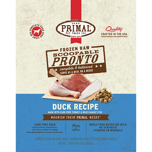 Primal Canine FZN Pronto Duck Recipie w/Turkey & Whitefish 4lb