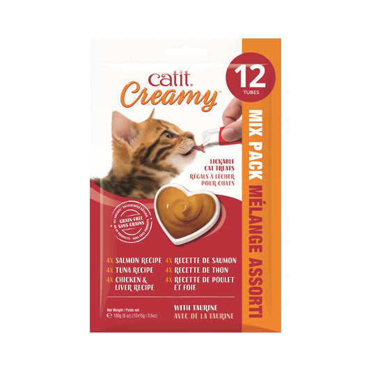 Catit Creamy Lickable Cat Treat - 12 Pack Assorted Flavors