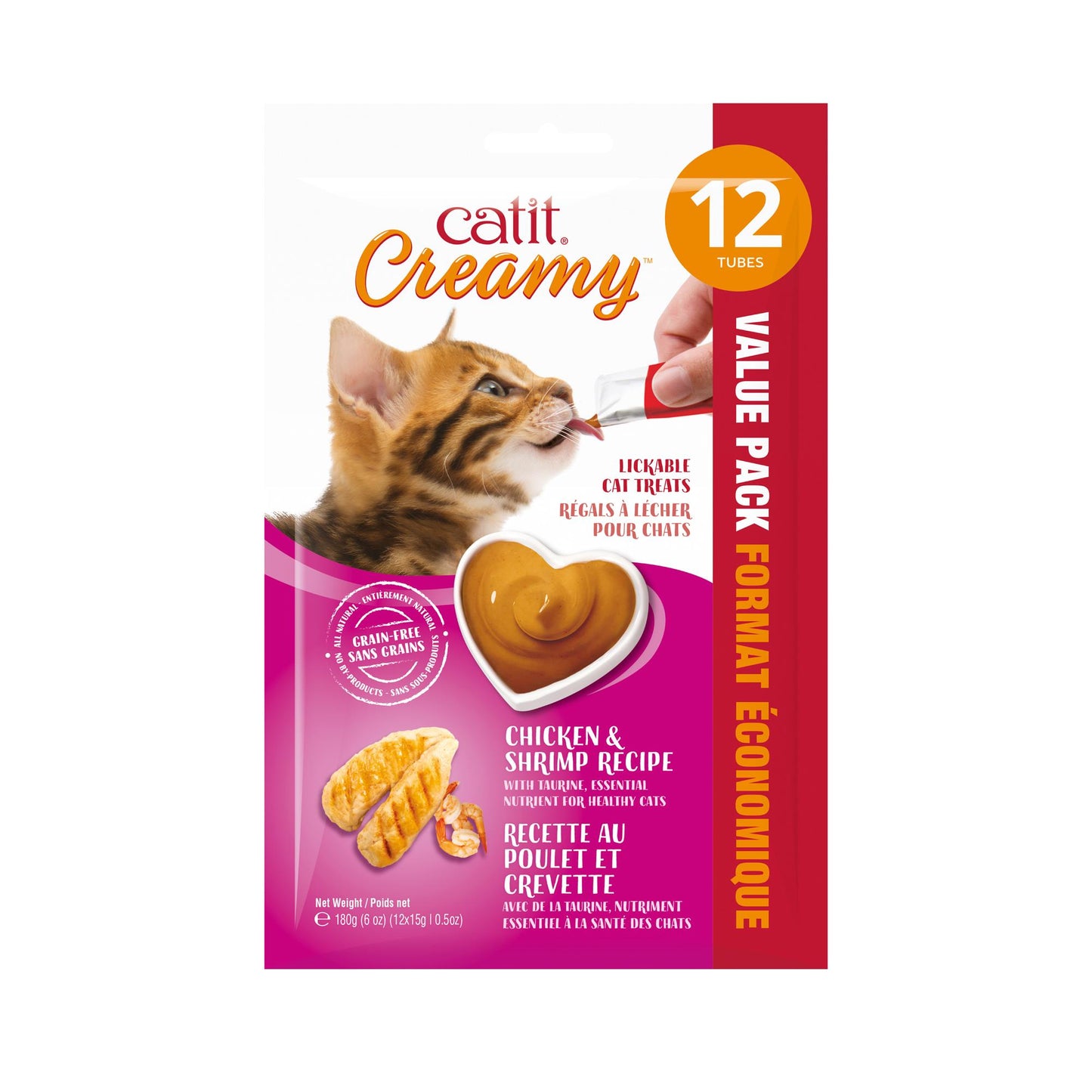 Catit Creamy Treat Tube, Chicken & Shrimp, 12-pack