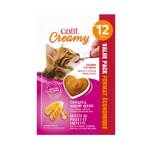Catit Creamy Treat Tube, Chicken & Shrimp, 12-pack