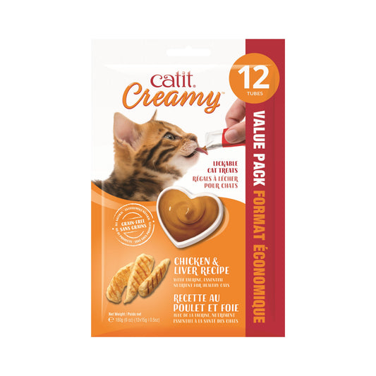 Catit Creamy Lickable Cat Treat - Chicken/Chicken Liver 12 Pack