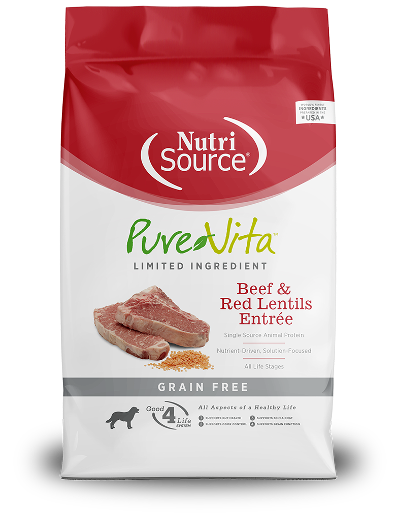 Pure Vita Dog GF Beef & Red Lentils Entrée 4lb Bag