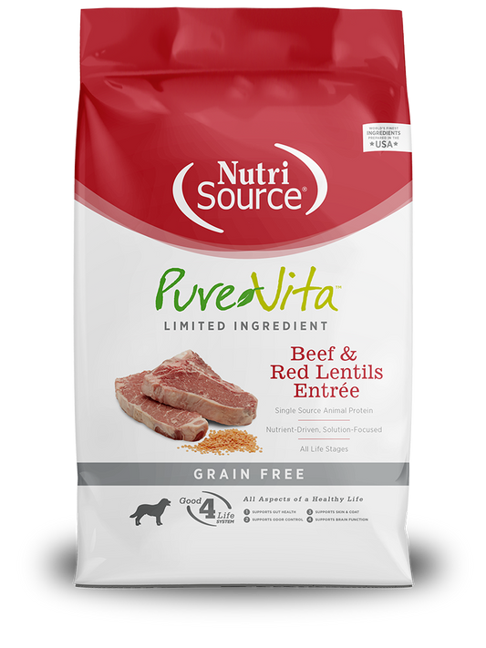 Pure Vita Dog GF Beef & Red Lentils Entrée 4lb Bag