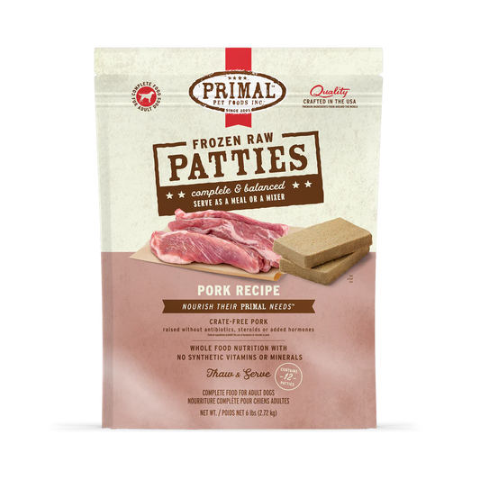 Primal Patties for Dogs - Pork (18lb Box)