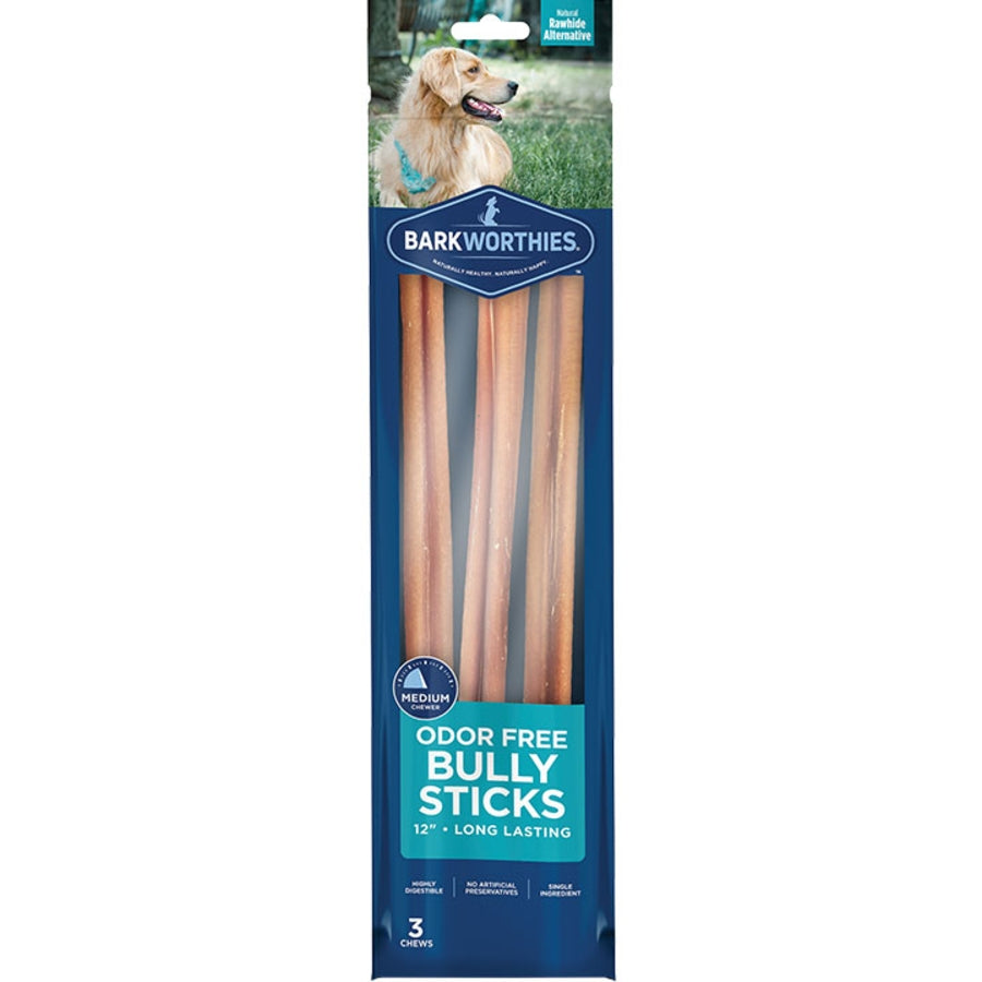 Barkworthies Odor Free Bully Stick 12" 3 Count