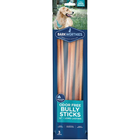 Barkworthies Odor Free Bully Stick 12" 3 Count