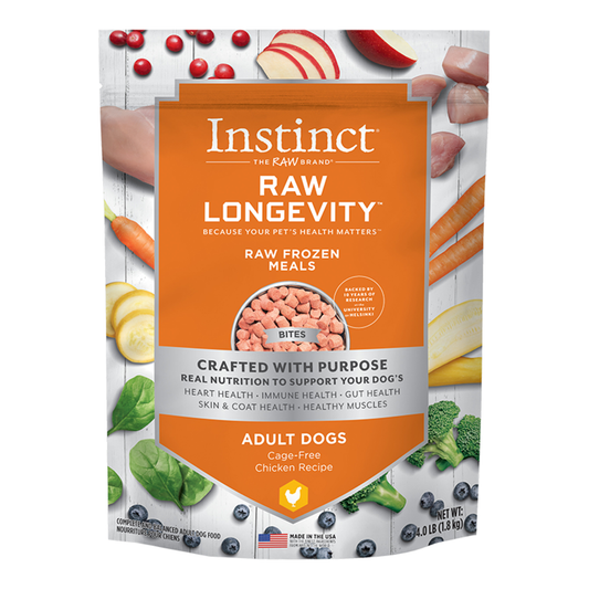 Instinct Raw Longevity FZN Adult Dog Bites 4lb- Chicken