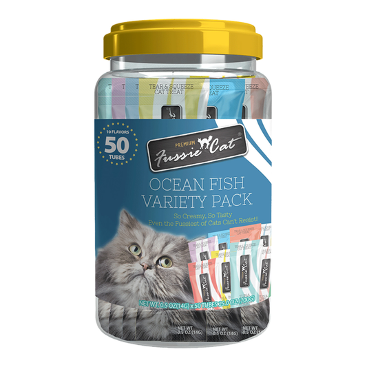 Fussie Cat Puree Treats Ocean Fish Varity Pack 50ct