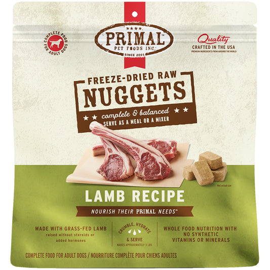 Primal GF/FD Lamb Nuggets for Dogs 14oz Pouch