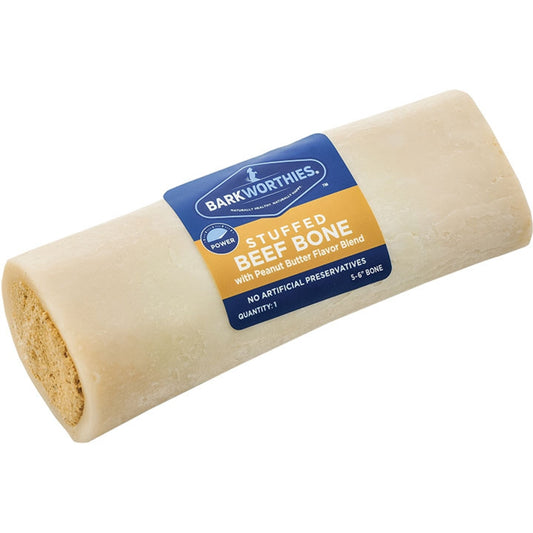 Barkworthies Stuffed Shin Bone 5-6" - Peanut Butter