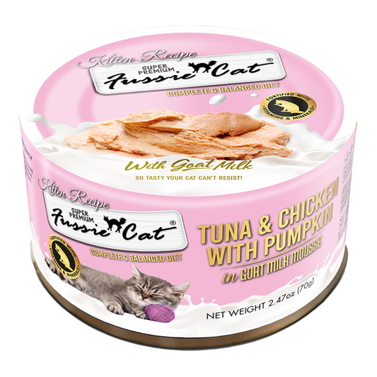 Fussie Cat Goat's Milk Tuna and Chicken with Pumpkin Kitten Recipe (2.47oz)