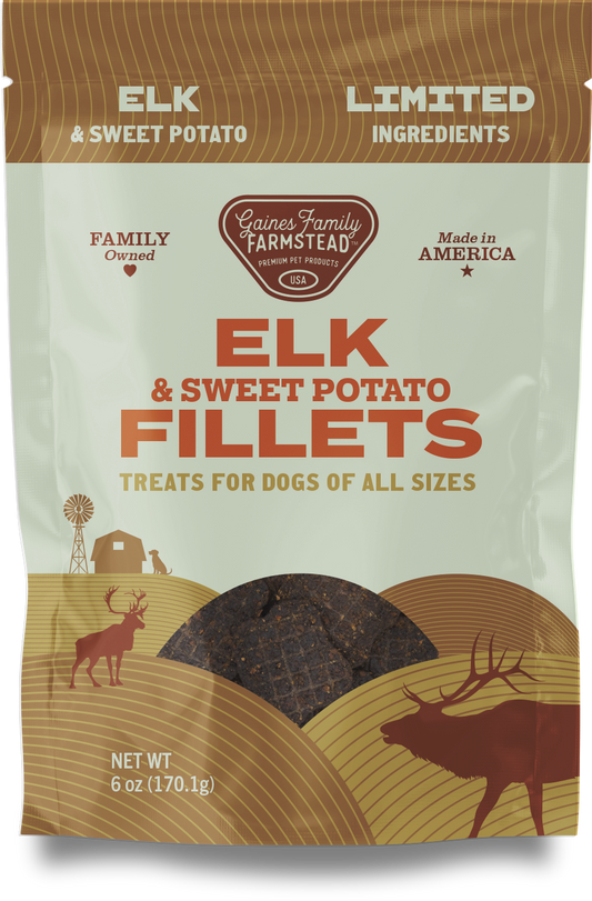 Gaines Family Farmstead Elk & Sweet Potato Dog Treats – 6 oz