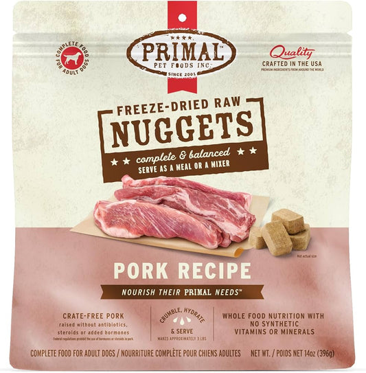 Primal GF/FD Pork Nuggets For Dogs 14oz Pouch