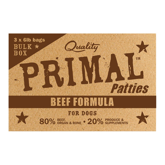 Primal Patties for Dogs - Beef 18lb Box