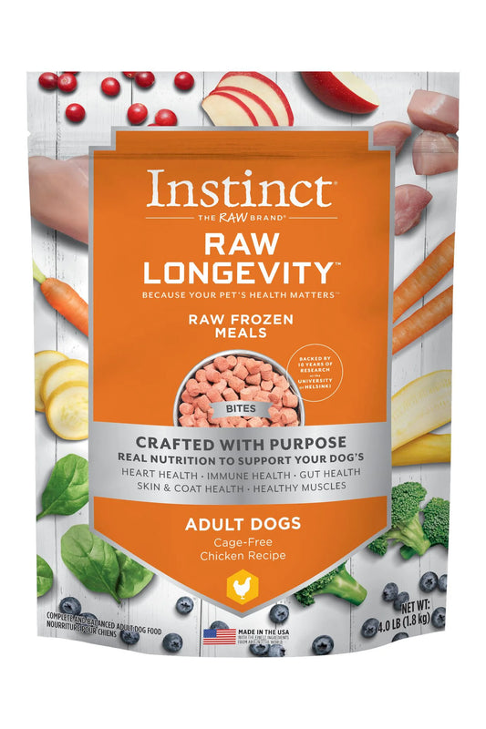 Instinct Raw Longevity FZN Adult Dog Bites - Chicken