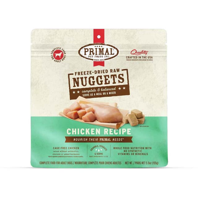 Primal GF/FD Chicken Nuggets For Dogs 14oz Pouch