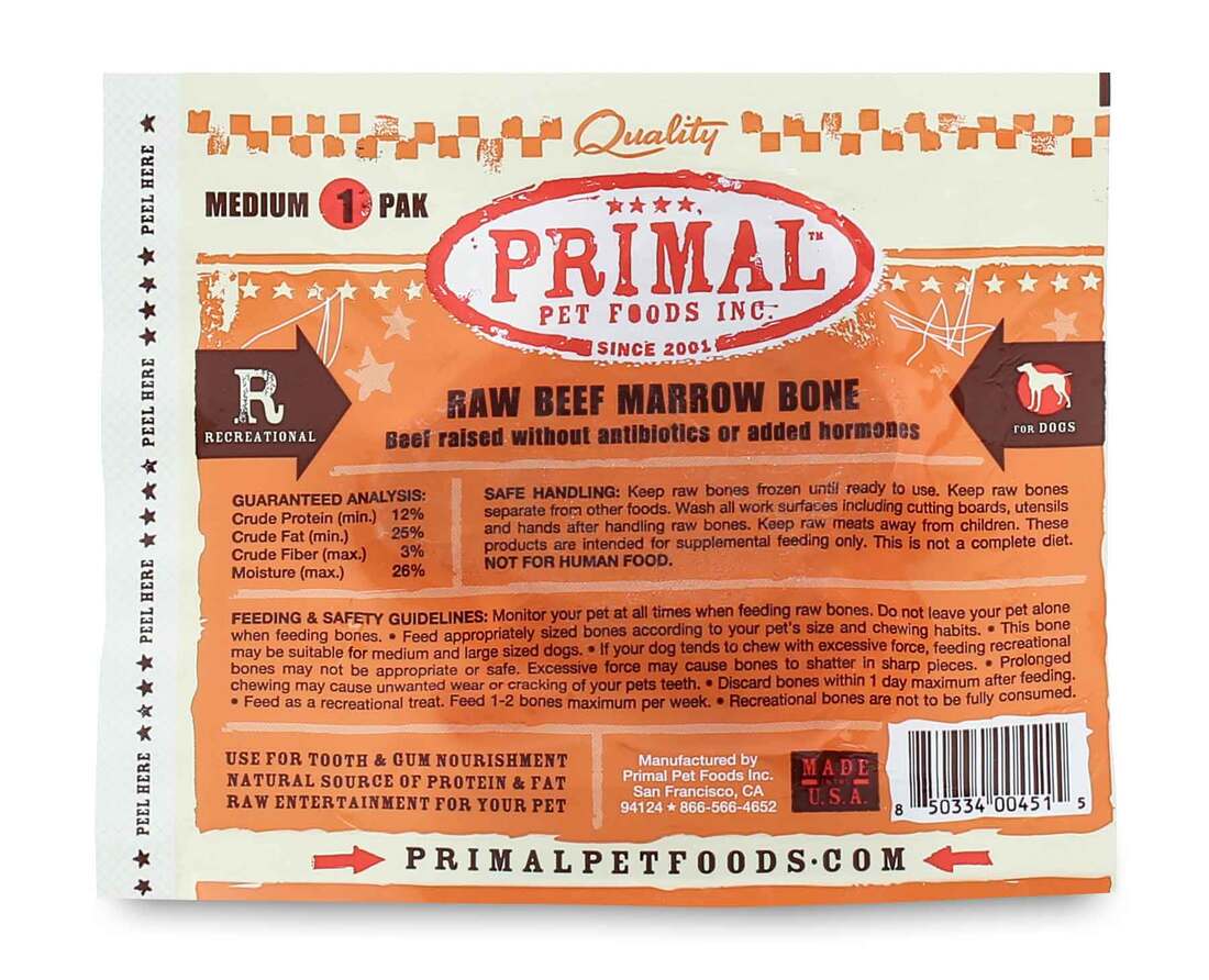 Primal Fzn Beef Marrow Bone for Dogs MD