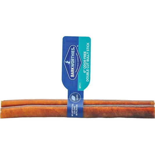 Barkworthies Odor-Free Double Cut Bully Stick 6"