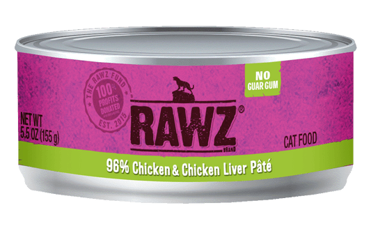 RAWZ Cat 96% Chicken & Chicken Liver Pate  Cat Food 5.5oz