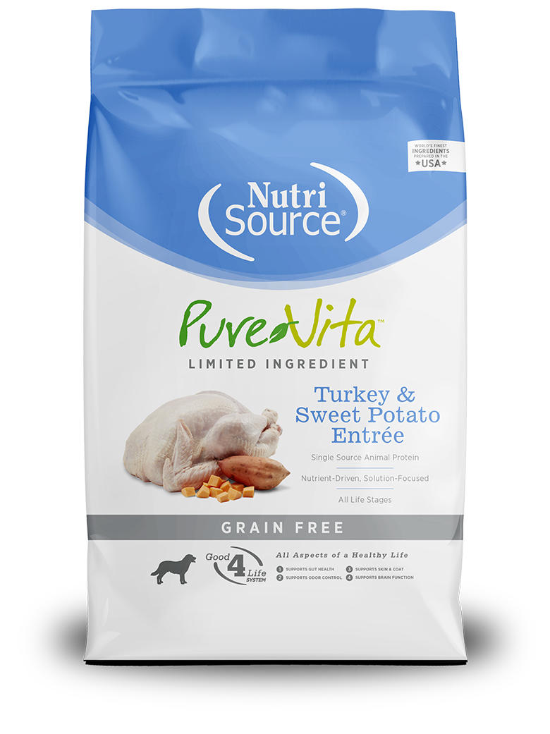 Pure Vita GF Turkey & Sweet Potato Entrée for Dogs 25lb