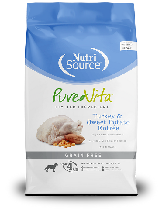 Pure Vita GF Turkey & Sweet Potato Entrée for Dogs 25lb