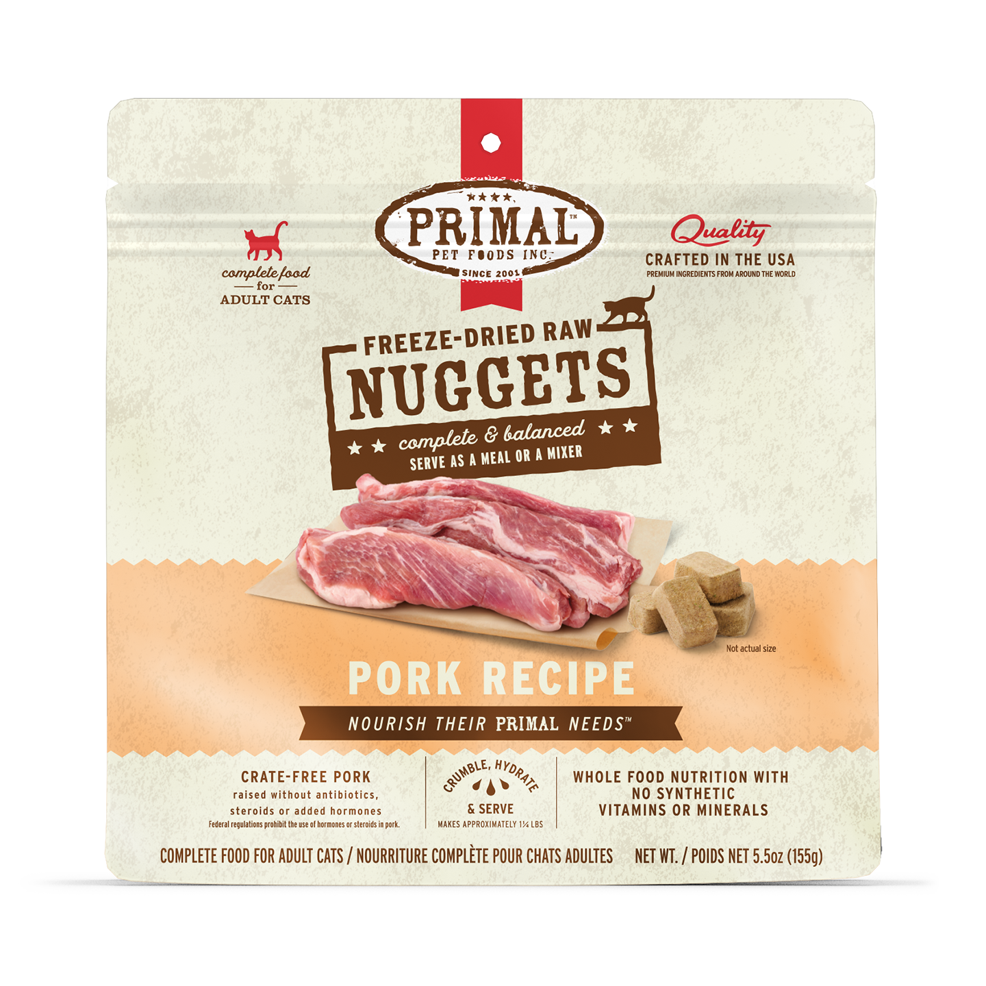 Primal GF FD Pork Nuggets For Cats 14 oz