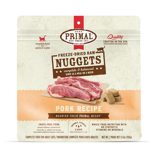 Primal GF FD Pork Nuggets For Cats 14 oz