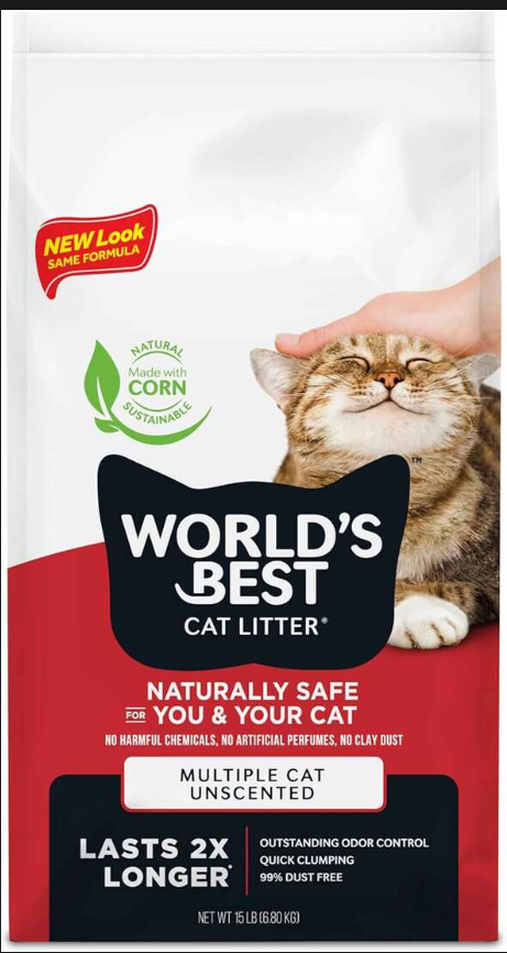 World's Best Unscented Multi-Cat Clumping Litter 28lb