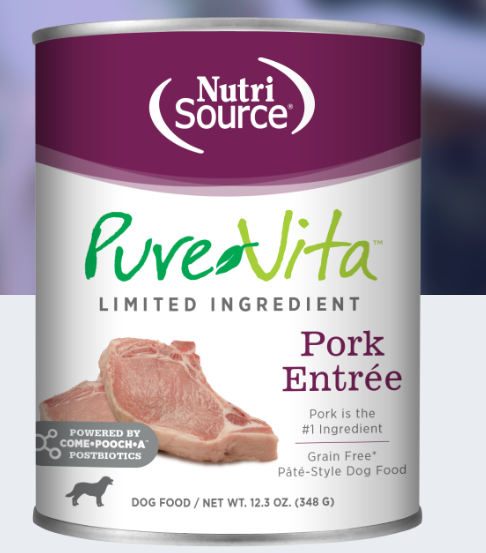 Pure Vita GF Pork Entree for Dogs 12.3oz