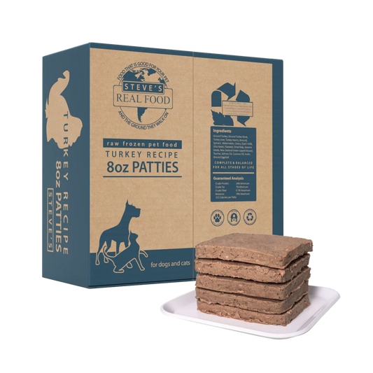 Steve's Real Food Dog Raw Turkey Patties (14lb Box)