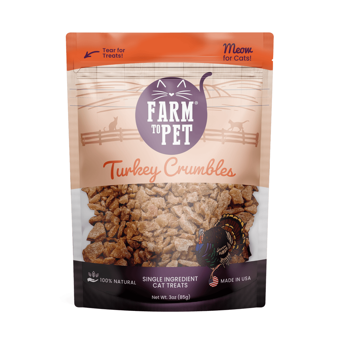 Farm to Pet Turkey Crumbles for Cats 3 oz