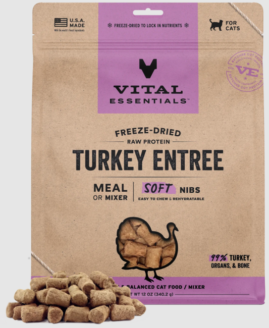 Vital Essentials FD Raw Cat Food Soft Nibs Turkey 12oz