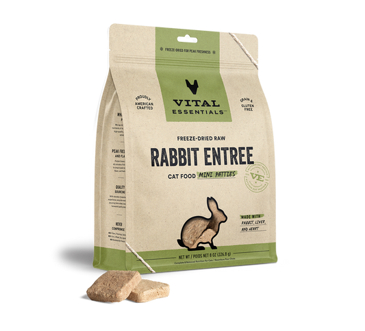 Vital Essentials FD Raw Cat Food Mini Patties 8 oz - Rabbit