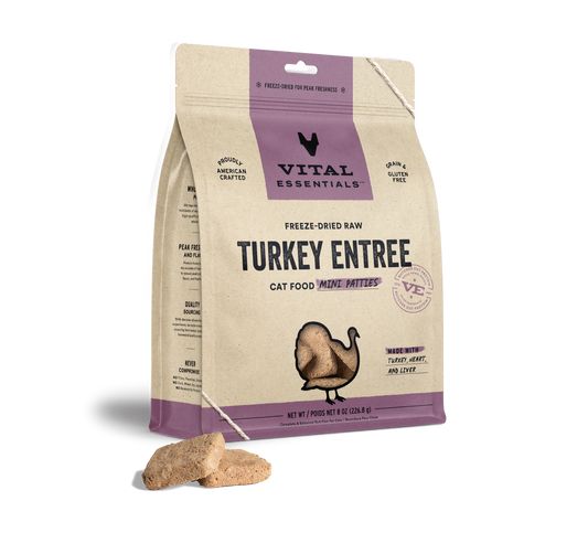 Vital Essentials FD Raw Cat Food Mini Patties 8 oz - Turkey