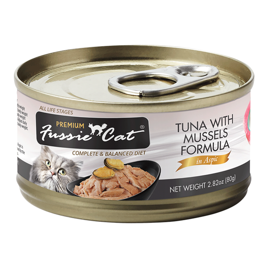 Fussie Cat Tuna w/ Mussels in Aspic 2.82oz can