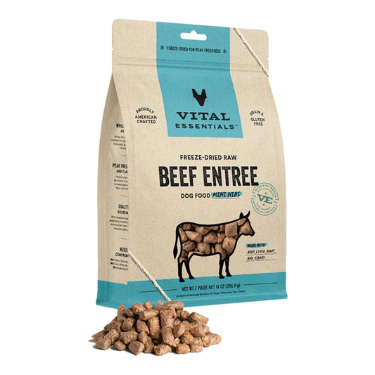 Vital Essentials FD Raw Dog Food - Beef Crunchy Mini Nibs 14 oz
