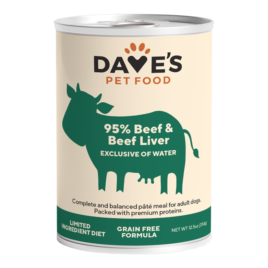 Dave's GF 95% Premium Beef & Beef Liver  Dog Food 13oz