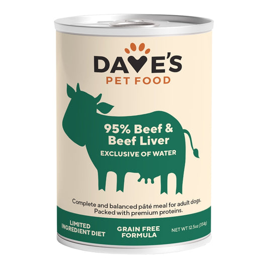 Dave's GF 95% Premium Beef & Beef Liver  Dog Food 13oz