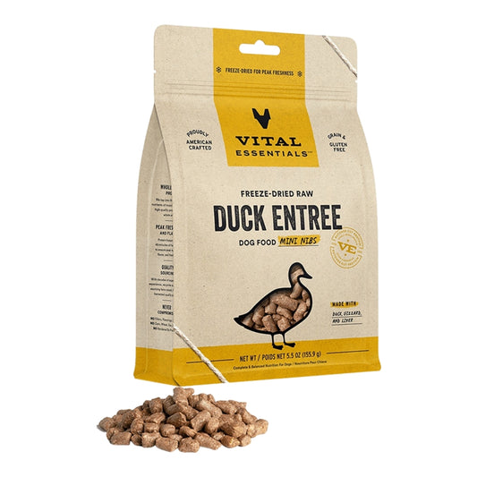 Vital Essentials FD Raw Dog Food - Duck Mini Nibs 5.5 oz