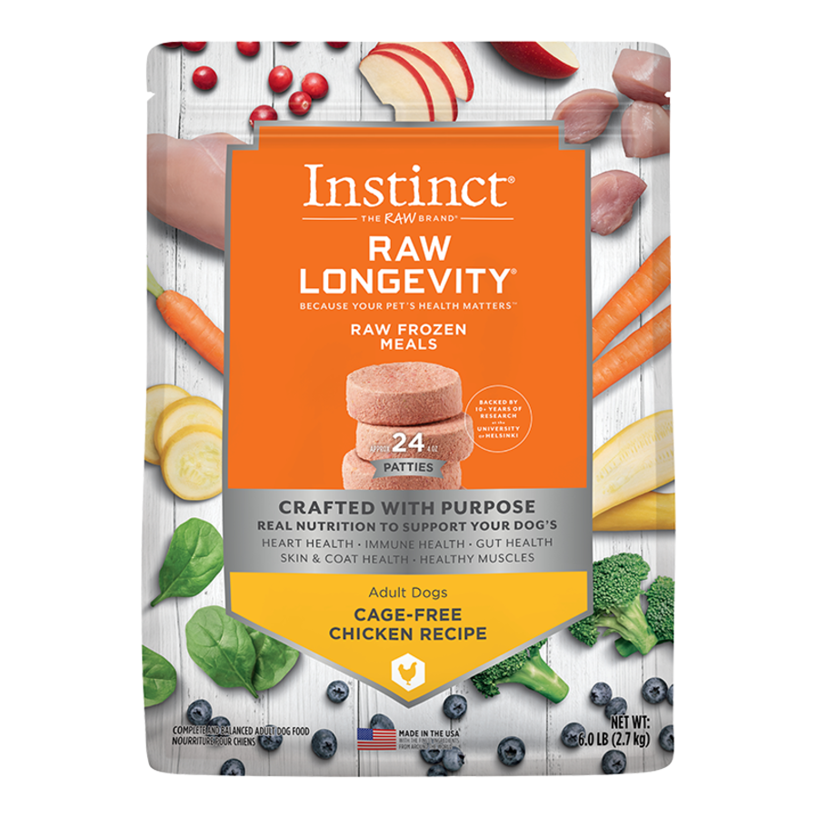 Instinct Raw Longevity FZN Adult Dog Patties 6lb- Chicken