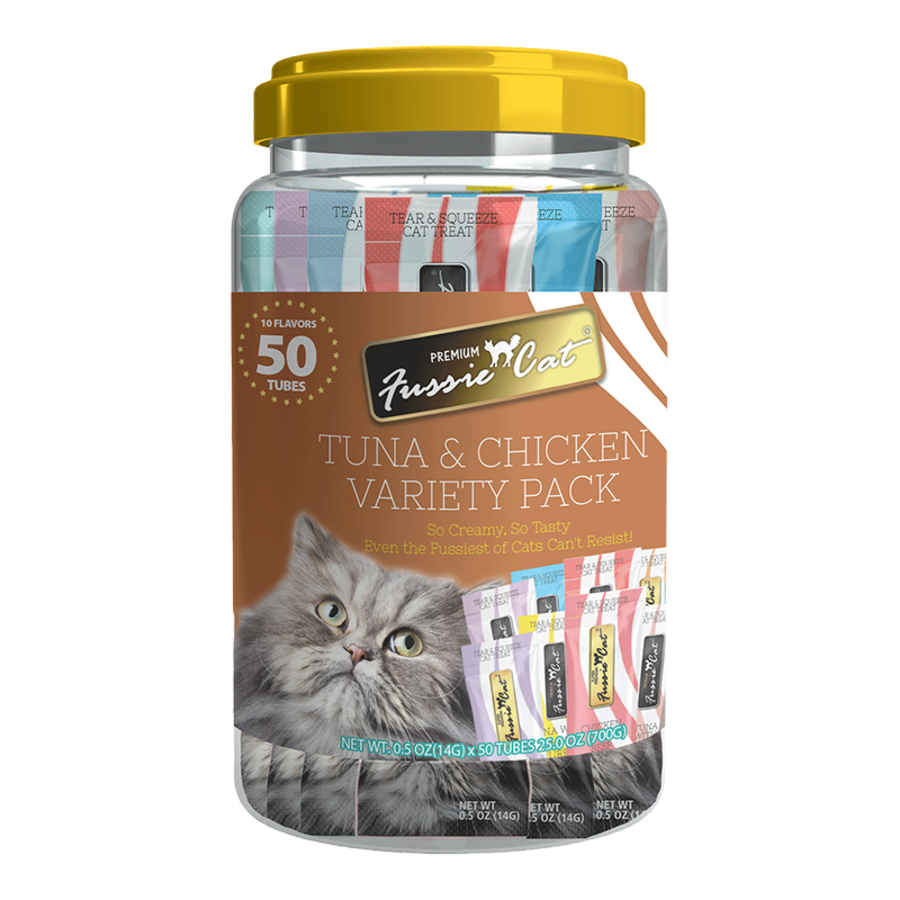 Fussie Cat Puree Treats Tuna & Chicken Varity Pack 50ct